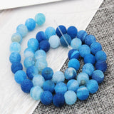 Maxbell 1 Strand 8mm Round Weathering Frosted Stone Loose Beads DIY Crafts Blue