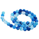 Maxbell 1 Strand 8mm Round Weathering Frosted Stone Loose Beads DIY Crafts Blue
