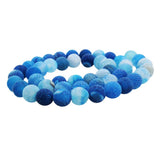 Maxbell 1 Strand 8mm Round Weathering Frosted Stone Loose Beads DIY Crafts Blue