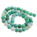 Maxbell 1 Strand 8mm Round Weathering Frosted Stone Loose Beads DIY Crafts Green