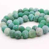 Maxbell 1 Strand 8mm Round Weathering Frosted Stone Loose Beads DIY Crafts Green