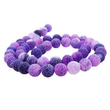 Maxbell 1 Strand 8mm Round Weathering Frosted Stone Loose Beads DIY Crafts Purple