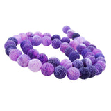Maxbell 1 Strand 8mm Round Weathering Frosted Stone Loose Beads DIY Crafts Purple