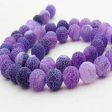 Maxbell 1 Strand 8mm Round Weathering Frosted Stone Loose Beads DIY Crafts Purple