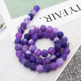 Maxbell 1 Strand 8mm Round Weathering Frosted Stone Loose Beads DIY Crafts Purple