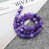 Maxbell 1 Strand 8mm Round Weathering Frosted Stone Loose Beads DIY Crafts Purple