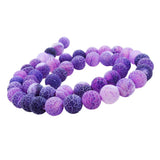 Maxbell 1 Strand 8mm Round Weathering Frosted Stone Loose Beads DIY Crafts Purple