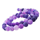 Maxbell 1 Strand 8mm Round Weathering Frosted Stone Loose Beads DIY Crafts Purple