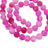 Maxbell 1 Strand 8mm Round Weathering Frosted Stone Loose Beads DIY Crafts Pink