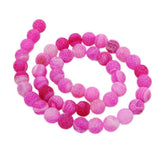 Maxbell 1 Strand 8mm Round Weathering Frosted Stone Loose Beads DIY Crafts Pink
