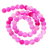 Maxbell 1 Strand 8mm Round Weathering Frosted Stone Loose Beads DIY Crafts Pink