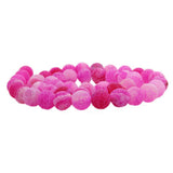 Maxbell 1 Strand 8mm Round Weathering Frosted Stone Loose Beads DIY Crafts Pink
