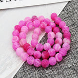 Maxbell 1 Strand 8mm Round Weathering Frosted Stone Loose Beads DIY Crafts Pink