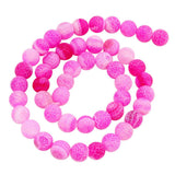 Maxbell 1 Strand 8mm Round Weathering Frosted Stone Loose Beads DIY Crafts Pink