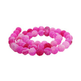 Maxbell 1 Strand 8mm Round Weathering Frosted Stone Loose Beads DIY Crafts Pink