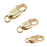 2Pcs 925 Sterling Metal Lobster Clasp Split Ring Jewelry Keychain DIY Gold