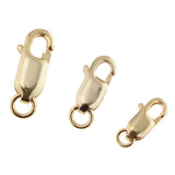 2Pcs 925 Sterling Metal Lobster Clasp Split Ring Jewelry Keychain DIY Gold