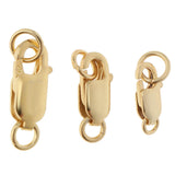 2Pcs 925 Sterling Metal Lobster Clasp Split Ring Jewelry Keychain DIY Gold