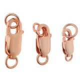 2Pcs 925 Sterling Lobster Clasp Split Ring Jewelry Keychain DIY Rose Gold