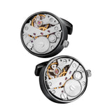Maxbell Steampunk Mechanical Movement Watch Gear Men Shirt Cufflink Metallic Black - Aladdin Shoppers