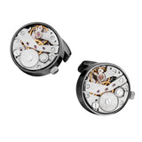 Maxbell Steampunk Mechanical Movement Watch Gear Men Shirt Cufflink Metallic Black - Aladdin Shoppers