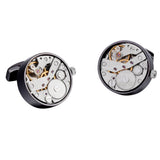 Maxbell Steampunk Mechanical Movement Watch Gear Men Shirt Cufflink Metallic Black - Aladdin Shoppers