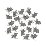 Maxbell 40 Pieces Silver Vintage USA American Flag Pendant Finding Bead Findings