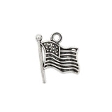 Maxbell 40 Pieces Silver Vintage USA American Flag Pendant Finding Bead Findings