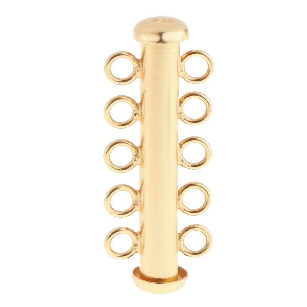 Maxbell 925 Sterling Silver Gold Plated Multi Strand Slide Clasp Findings 5 Strand