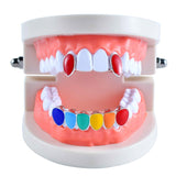 Maxbell 2 Sets Colorful Hip Hop Fang Teeth Grills Hollowen Clown Mouth Jewelry