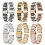 Maxbell 20mm Stainless Steel Ceramic Watch Band Universal Wristband White Silver