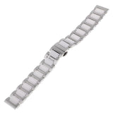 Maxbell 20mm Stainless Steel Ceramic Watch Band Universal Wristband White Silver