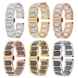 Maxbell 20mm Stainless Steel Ceramic Watch Band Universal Wristband White Silver
