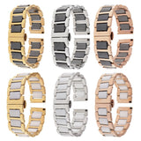 Maxbell 20mm Stainless Steel Ceramic Watch Band Universal Wristband White Silver