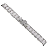 Maxbell 20mm Stainless Steel Ceramic Watch Band Universal Wristband White Silver