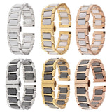 Maxbell 20mm Stainless Steel Ceramic Watch Band Universal Wristband White Silver