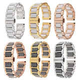 Stainless Steel Ceramic Links Watch Band Strap with Butterfly Buckle Clasp 1