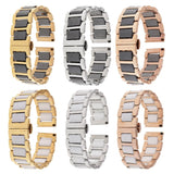 Stainless Steel Ceramic Links Watch Band Strap with Butterfly Buckle Clasp 1