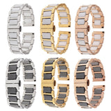 Stainless Steel Ceramic Links Watch Band Strap with Butterfly Buckle Clasp 1