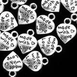 Maxbell 20 Pieces Pack Made with Love Carving Heart Charms Pendant Earring Bracelet Dangle Beads DIY Findings Accessories - Aladdin Shoppers