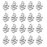 Maxbell 20 Pieces Pack Made with Love Carving Heart Charms Pendant Earring Bracelet Dangle Beads DIY Findings Accessories - Aladdin Shoppers