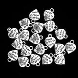 Maxbell 20 Pieces Pack Made with Love Carving Heart Charms Pendant Earring Bracelet Dangle Beads DIY Findings Accessories - Aladdin Shoppers