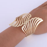 Maxbell Alloy Metal Feather Bracelet Smooth Hollow Hoop Open Ended Wide Cuff Bangle - Aladdin Shoppers