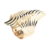 Maxbell Alloy Metal Feather Bracelet Smooth Hollow Hoop Open Ended Wide Cuff Bangle - Aladdin Shoppers