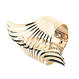 Maxbell Alloy Metal Feather Bracelet Smooth Hollow Hoop Open Ended Wide Cuff Bangle - Aladdin Shoppers