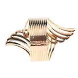 Maxbell Alloy Metal Feather Bracelet Smooth Hollow Hoop Open Ended Wide Cuff Bangle - Aladdin Shoppers