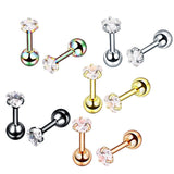 Maxbell 10 Pieces Stainless Steel Zircon Crystal Labret Lip Helix Eyebrow 16 Gauge - Aladdin Shoppers