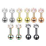 Maxbell 10 Pieces Stainless Steel Zircon Crystal Labret Lip Helix Eyebrow 16 Gauge - Aladdin Shoppers