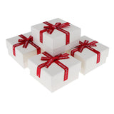 Maxbell 5 Piece Small Box Ribbon Bowknot Jewelry Gift Weddings Birthday White(8cm)