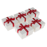 Maxbell 5 Piece Small Box Ribbon Bowknot Jewelry Gift Weddings Birthday White(8cm)